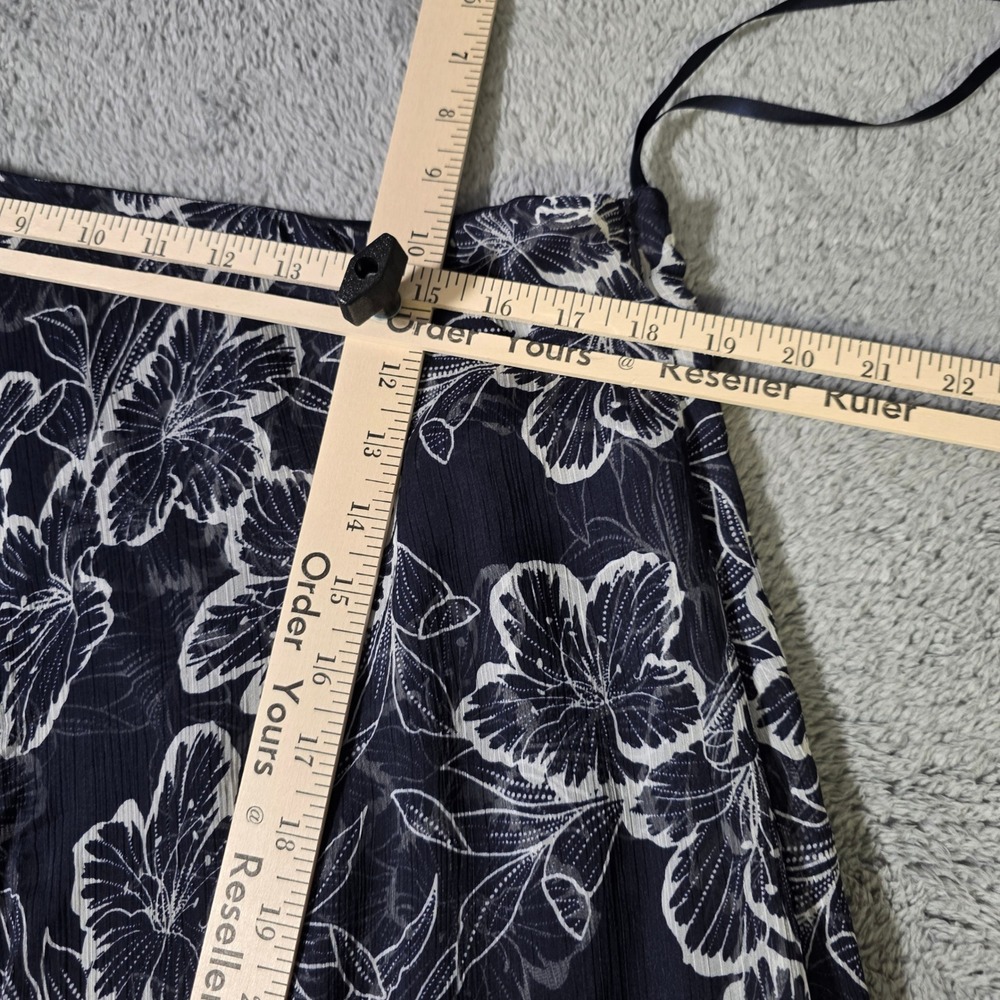 Lauren Ralph Lauren Womens 12 Maxi Dress Navy Blue Floral Tiered Ruffle Gown - Picture 2 of 8